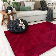 Tapete Para Sala Peludo Fofinho 1,00mx1,50m Vermelho Casa Dona