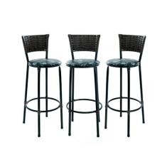 Kit 3 Banquetas Para Balcão Ilha Gourmet Bancada Área De Lazer - EJC E