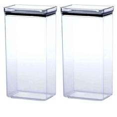 2 Potes Herméticos Retangular Empilháveis 2600ml para armazenamento de alimentos