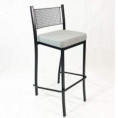 Banqueta EMPILHÁVEL Preta alta assento Linho - Poltronas do Sul