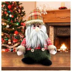 Boneco Natal Decorativo Papai Noel Tecido Xadrez 22cm