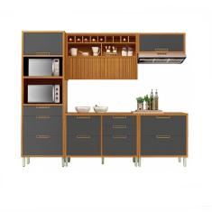 Cozinha Modulada 5 Peças | Mdf Freijó com Grafite