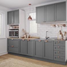 Cozinha Modulada 4 Peças com Torre para Microondas Arizona Cabecasa Madeiramadeira Branco/cinza