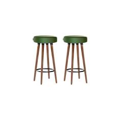 Kit 2 Banquetas Moderna Alta Roma Slim Verde 70cm