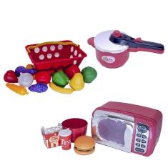 Menino Brinquedo Infantil Cozinha Eletro Mercado 19Peças