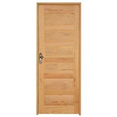 Kit Porta de Madeira Direita 213cmx84,5cmx12cm PE28 Esel Marroml