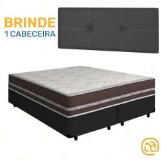 Cama Box + Cabeceira Painel Iris + Colchão Queen Classic Superlastic 158cm