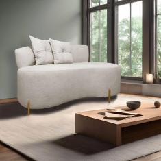 Sofá Curvo Orgânico Grécia  2 Pessoas 180cm Bouclê Bege SOFA STORE