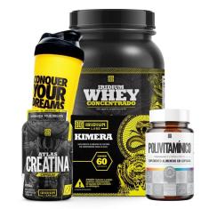Whey Protein Concentrado + Atlas Creatina Cáps  + Kimera Thermo + Polivitamínico 30 caps + Coq-Unissex