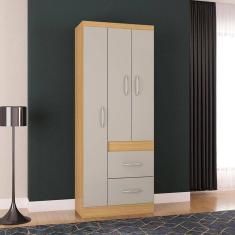 Guarda Roupa Solteiro Ambiente Milão 3 Portas Damasco Off White – Poquema