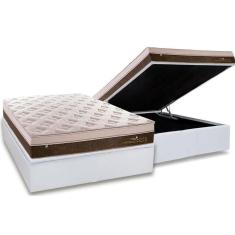Cama Box Baú Casal: Colchão Molas Ensacadas Plumatex MasterPocket Personalle + Base CRC Courano White(138x188)