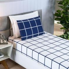 Jogo De Cama Solteiro Grid Micro Percal 200 Fios Austin 2 Pçs - BIA EN
