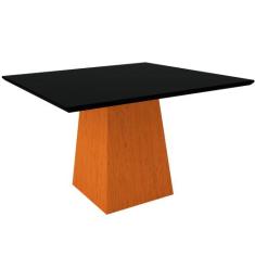 Mesa De Jantar Para 6 Lugares Tampo De Madeira Com Vidro Jasmin 1,35m 