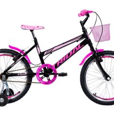 Bicicleta Aro 20 Feminina Infantil Roda Lateral Quadro Mtb Preto