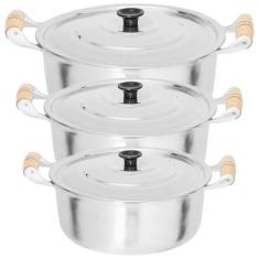 Jogo 3 Panelas Alumínio Batido Polido - 24 - 26 -28cm - OkayShop