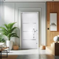 Porta Lambri Pivotante de Aluminio 215x100cm com Puxador Oval Branco