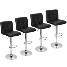 Kit Com 4 Banquetas Gomos Confort , Giratoria, Com Regulagem De Altura Preta