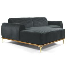 Sofá 265cm 4 Lugares Chaise Esquerdo Pés Gold B-317 Cinza