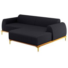 Sofá 230cm 4 Lugares Chaise Direito Pés Gold C-465 Chumbo
