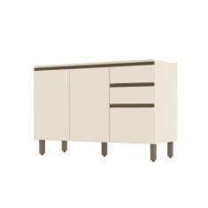 Balcão De Cozinha Pia 120 Cm 3 Portas 2 Gavetas Connect Henn Off White