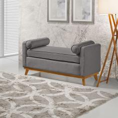 Recamier Italia 1,30m Com Base Madeira Linho Sofatec Grafite