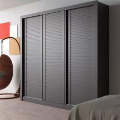 Guarda-roupa Casal Bartira Village Com 3 Portas Ripadas, 4 Gavetas E 243.1cm Grafite