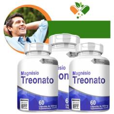 Kit Com 3 Potes Magnésio Treonato 500Mg 180 Cápsulas - 4Elementos