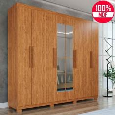 Guarda-roupa Casal 100% Mdf 8 Portas E 4 Gavetas Heros Com Espelho- Tudo De Móveis Cinamomo