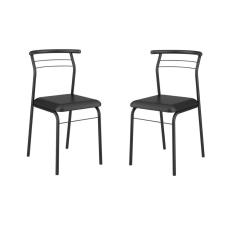 Conjunto 2 Cadeiras Tubo Preto Napa Preta Carraro 