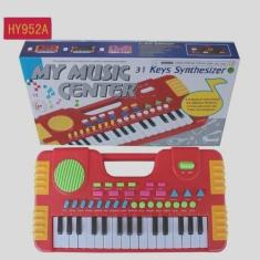 Brinquedo teclado piano com som e luzes vermelho - TOYS