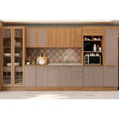 Cozinha Modulada Completa Botanic 8 Peças (2Aéreos+2Balcões+3Paneleiro