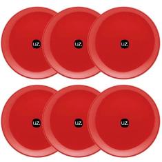 Jogo De 6 Pratos Rasos Redondos 26cm Pratos De Plástico Vermelho UZ