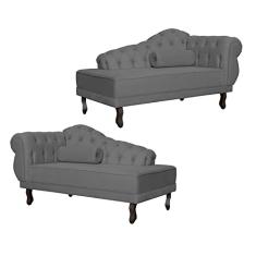 Kit 2 Divã Recamier Larissa Capitonê Suede