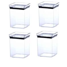 4 Potes Hermético quadrado empilhável 1000ml para armazenamento de alimentos