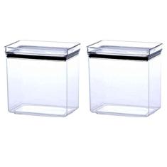 2 Potes Herméticos Retangular Empilháveis 1300ml para armazenamento de alimentos
