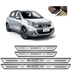 Soleira Platinum Nissan March 2011 a 2020 4 Pçs Prata sp036