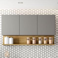 Armário para Cozinha 3 Portas 120cm Line Kits Paraná Gris/Freijó