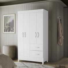 Guarda Roupas Solteiro 4 Portas 2 Gavetas Mobi Branco Fosco