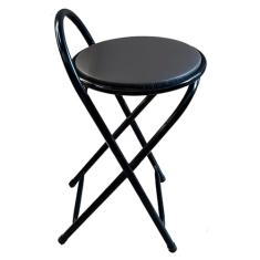 Banqueta Baixa Articulável e Dobravel com 50 cm de Altura Preto (Assento Marrom)