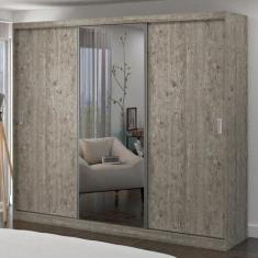 Guarda-Roupa Casal com Espelho 3 Portas de Correr - Foscarini