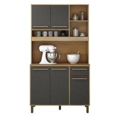Armário de Cozinha Ametista Cinamomo Grafite - Valdemóveis - VALDEMOVE