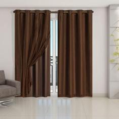 Cortina Blackout PVC com Tecido Voil 2,80 m x 2,80 m Tabaco - Do Lar D