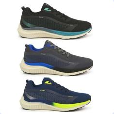 Kit 3 Tênis Masculino Esportivo Academia Original RDW 126, Preto, Graf