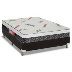 Cama Box Casal: Colchão Ortopédico Plumatex D28 Falcon Ultra Firme + Base Crc Suede Black(138x188)
