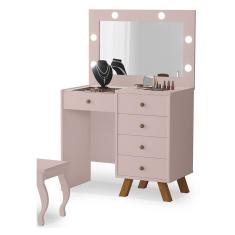 Penteadeira Camarim com Espelho e Led Luna Rosê Luapa