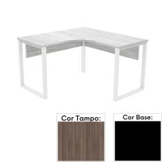 Mesa De Escritório Em L Pé Tubular Pe25 Em Mdp 135 X 135 X 60 Cm Cor Walnut E Base Preta