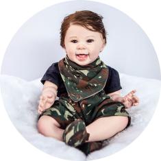 Bebe Reborn Boneca Realista Menino Com Enxoval Militar