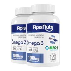 Kit 2 Ômega 3 Óleo De Peixe 1000Mg Apisnutri 120 Cápsulas