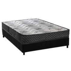 Cama Box Casal: Colchão Espuma D45 Paropas Pasquale Wave Black + Base 