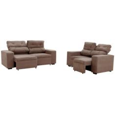 Conjunto de Sofás 2 e 3 Lugares Retrátil e - Reclinável Phormatta Evol